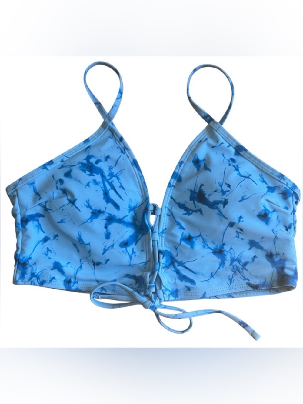 BLUE BIKINI TOP TIE DYE PRINT WOMEN’S LARGE